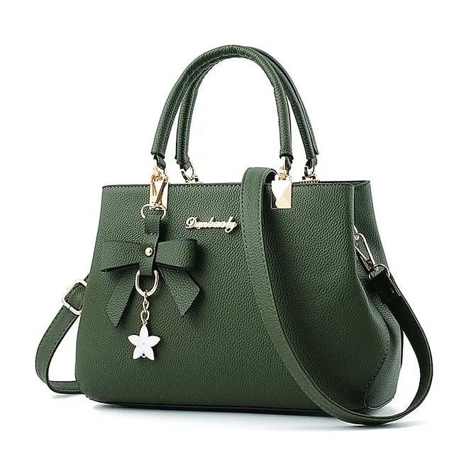 Women's Handbag Crossbody Bag Satchel Top Handle Bag PU Leather Office Daily Date Bowknot Solid Color Wine Black Pink