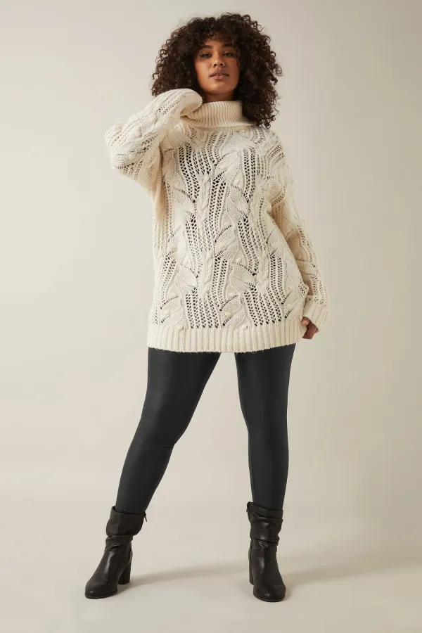 EVANS Curve Black Faux Leather Leggings