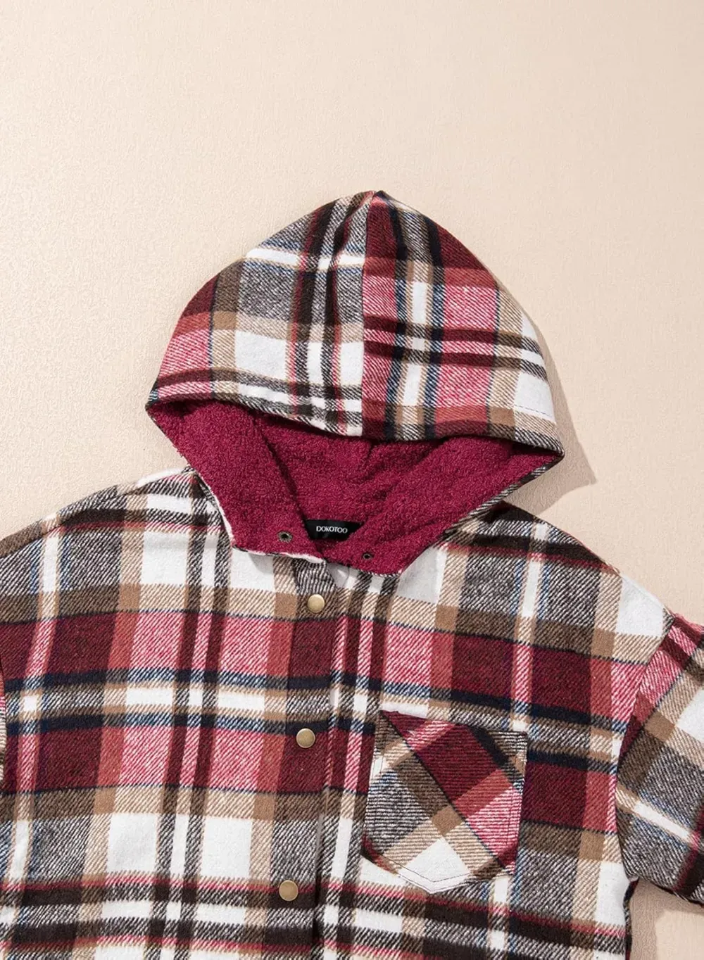 Women's Flannel Hooded Plaid 2025 Shacket Thick Coat Winter Coat for Warmth Button down Warm and Fuzzy Fleece Jacket