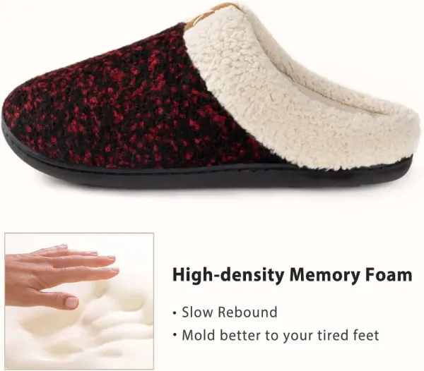 Women's Indoor Bedroom Slipper with Memory Foam, Gift for Women, Wool-Like House Shoe with Anti-Skid Rubber Sole for Ladies