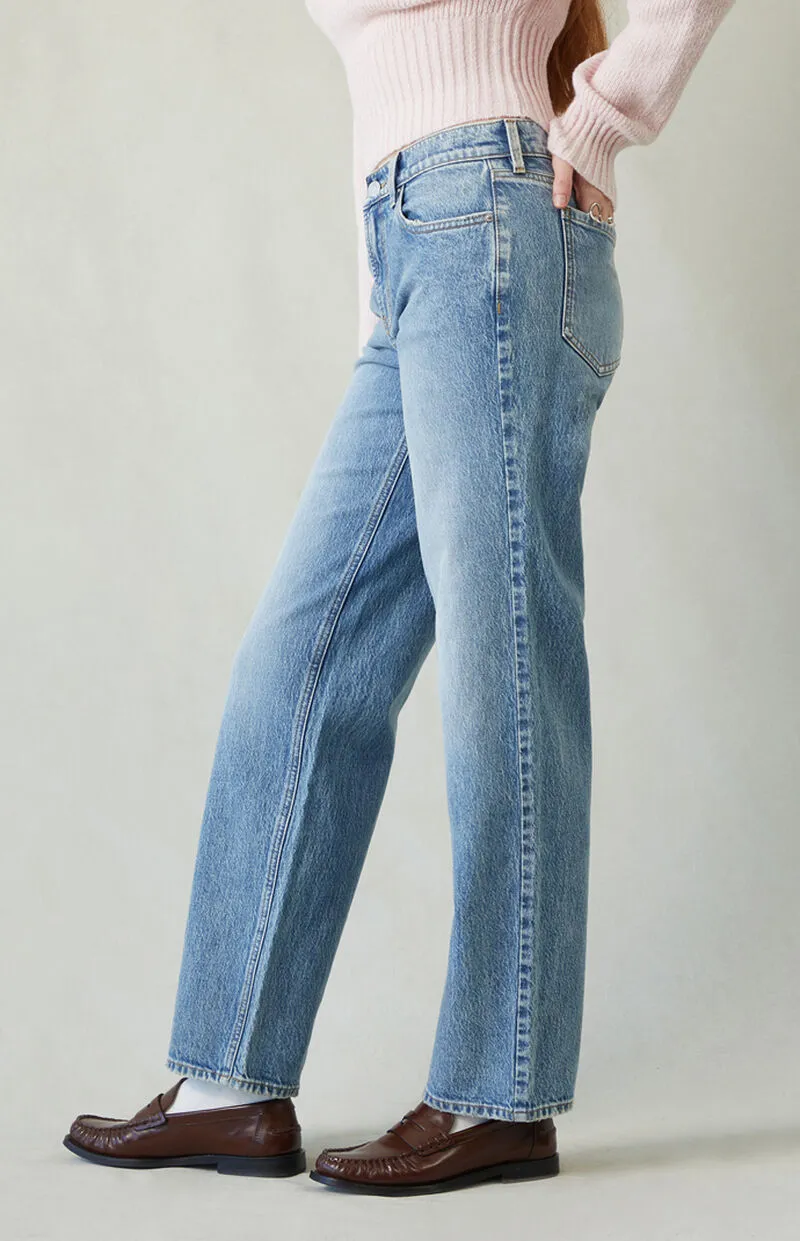 PacSun Jordyn Stretch Low Rise Straight Leg Jeans Medium Indigo