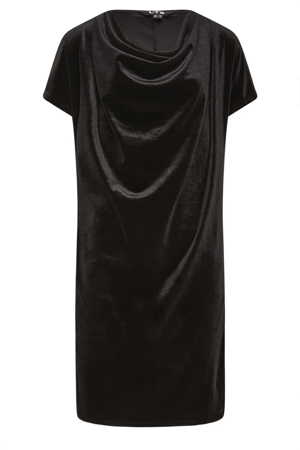 LTS Tall Black Velour T-Shirt Dress