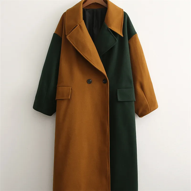 Two Tone Front Buttons Lapel Coat