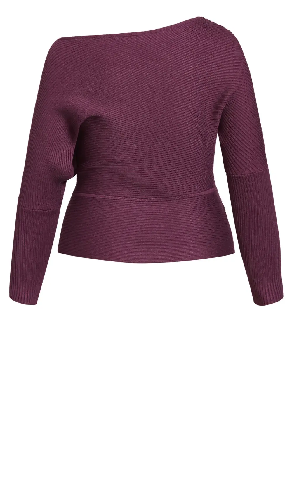 Evans Purple Ribbed Knit One Shoulder Jumper