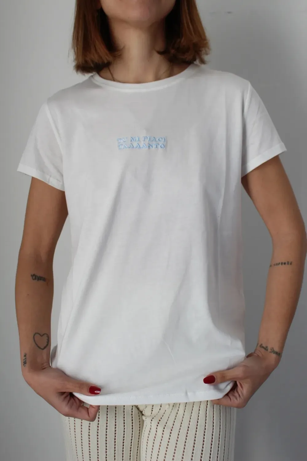 Sleeve Detail Graphic Crewneck Cotton Tee Layer