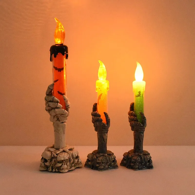 Halloween LED  Skeleton Holding Candle Light Party Haunted House Bar Home Decor Horror Props  Lantern Halloween  Decor  2023