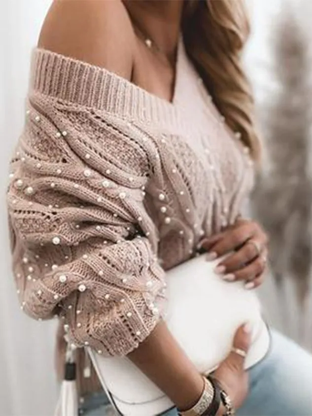 Jacquard Elegant Beaded Sweater