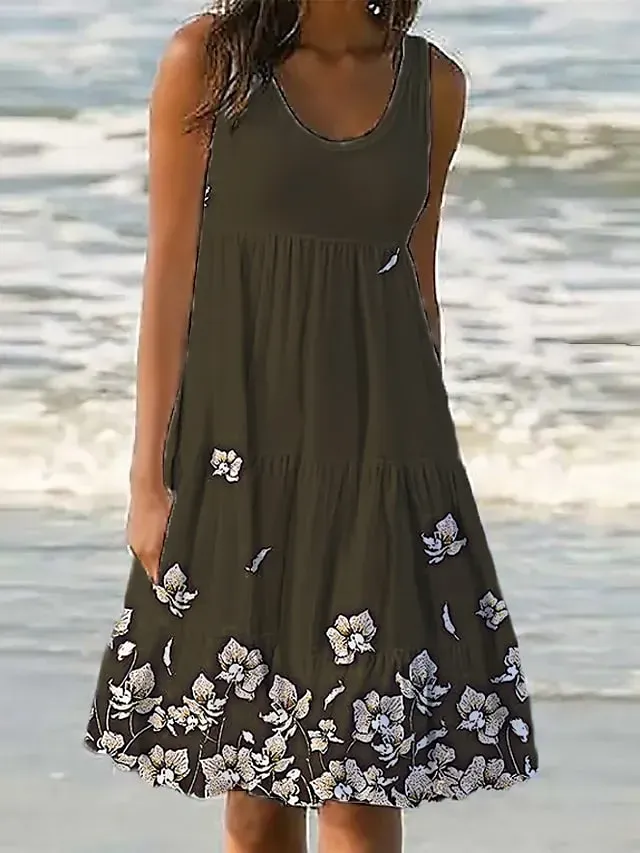 Women's White Dress Sundress Midi Dress Black And White Light Pink Green Sleeveless Pure Color Ruched Spring Summer Crew Neck Basic Boom Sale Dress S M L XL XXL 3XL 4XL 5XL