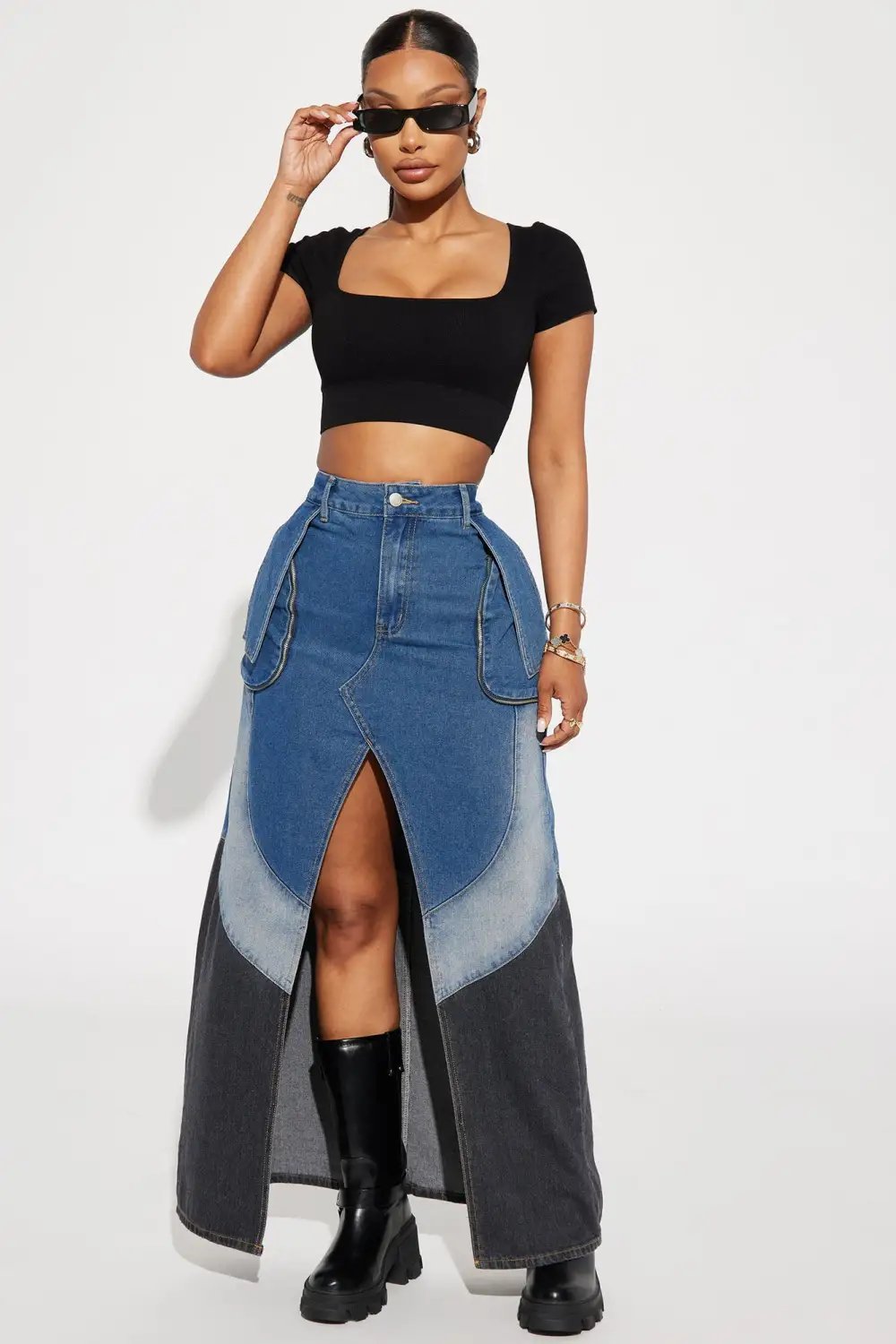 Mia Square Neck Seamless Top - Black