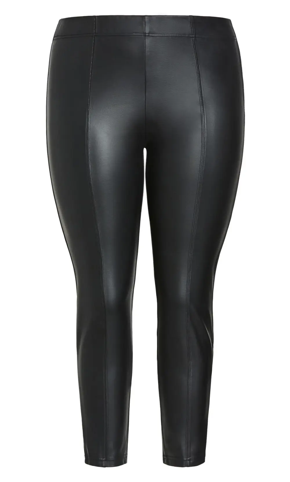 Evans Black Leather Look Stretch Trousers