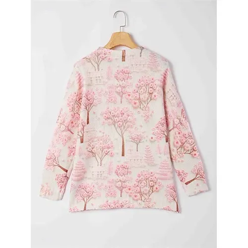 Women's Sweater Daily Graphic Crew Neck Print Long Sleeve Regular Tops Knit Weekend Beige Fall Winter