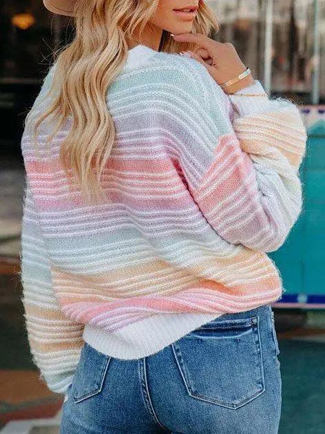 Women's Spring/Fall Ombre Casual Long Sleeve Crew Neck Wool/Knitting Sweater