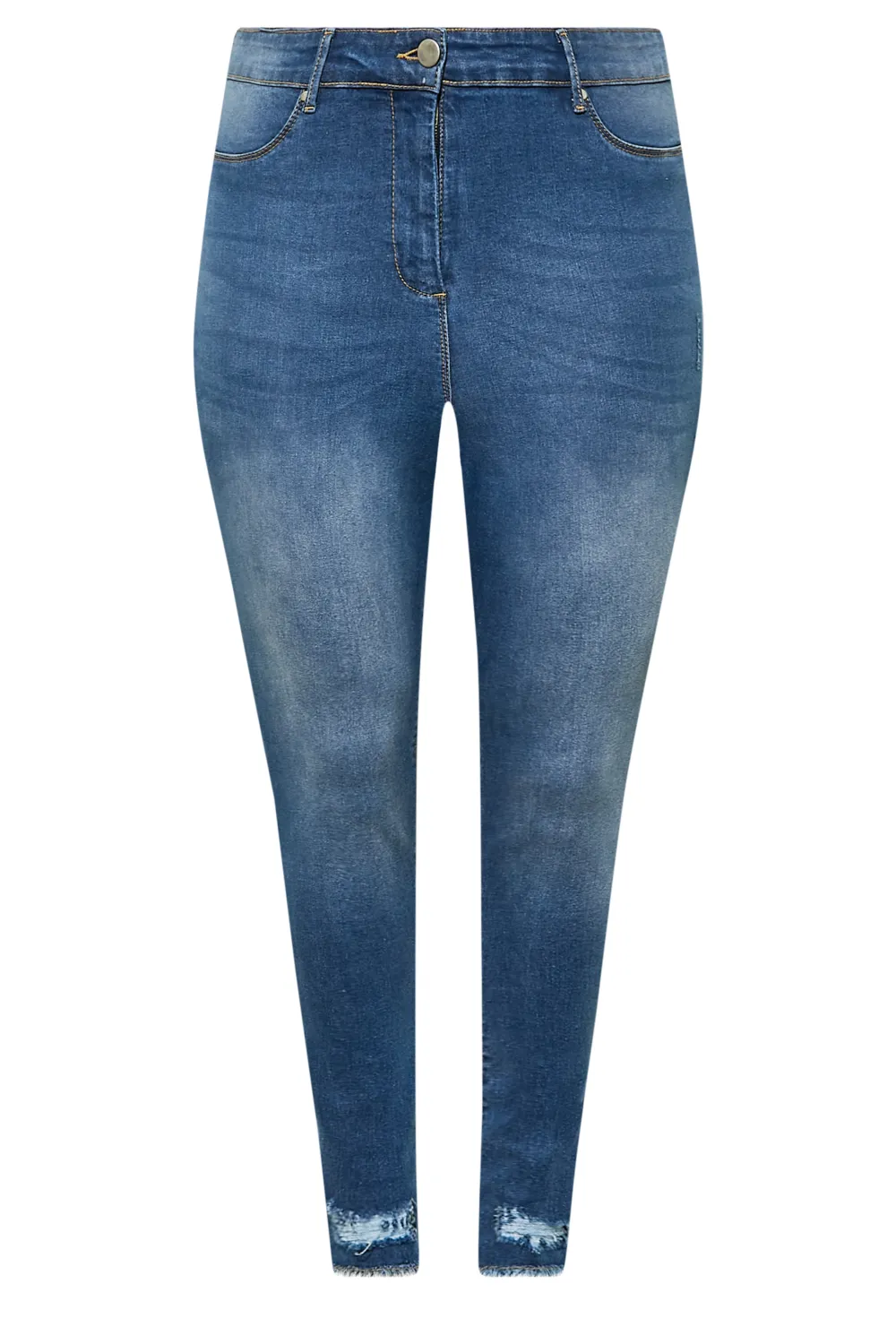YOURS Curve Blue Distressed AVA Lift and Shape Stretch Skinny Jeans