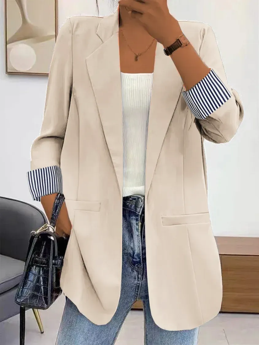 Lapel Collar Casual Plain Loose Blazer