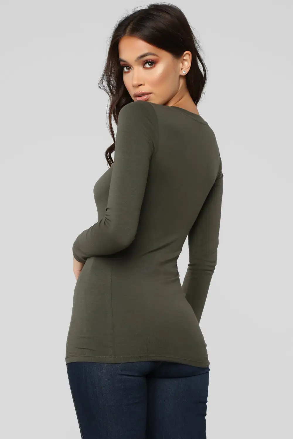 Briana Long Sleeve Top - Olive