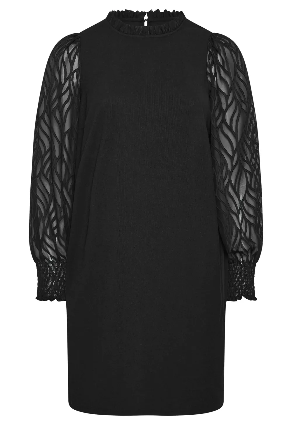 YOURS Curve Black Jacquard Sleeve Mini Dress