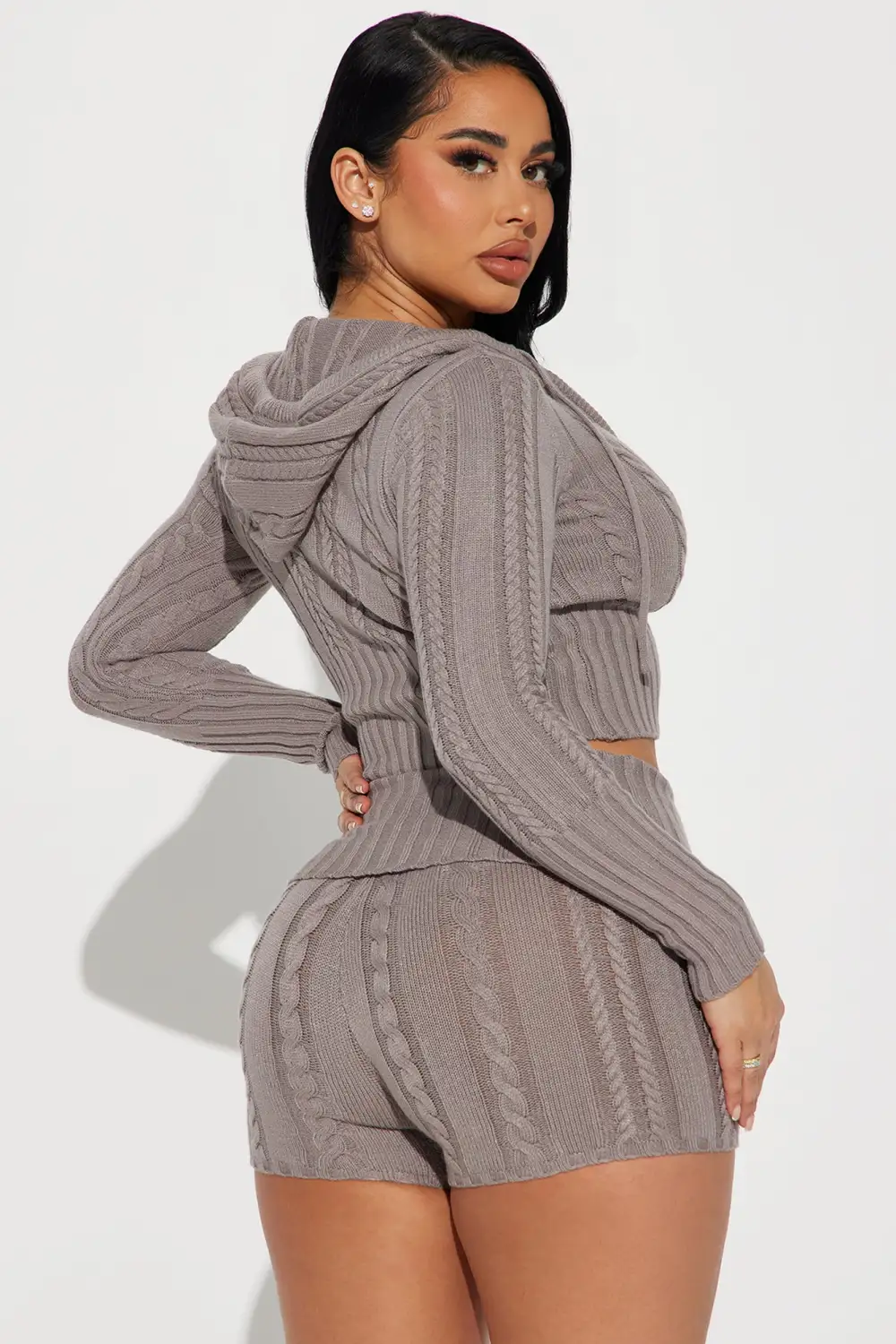 Soft Energy Sweater Short Set - Stone