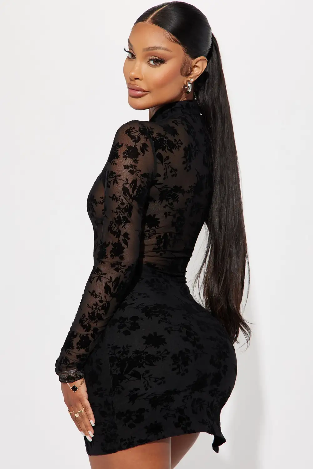 Raelynn Mesh Mini Dress - Black
