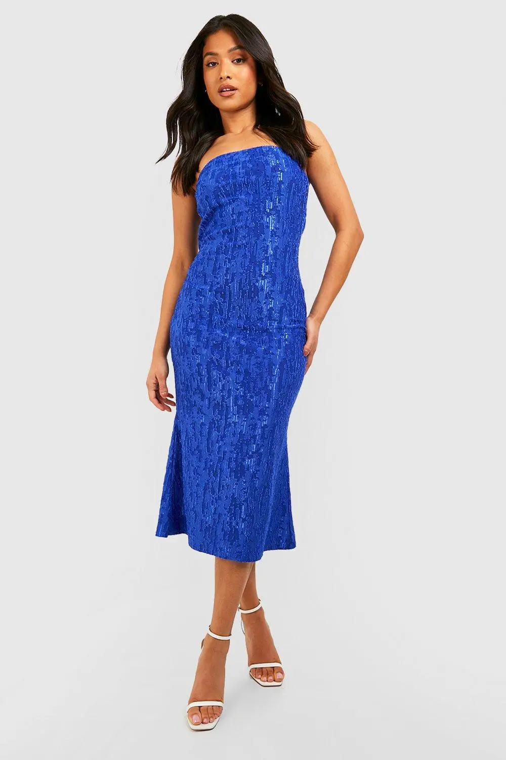 Spring/Summer PETITE TEXTURED SLINKY DRAPE BACK MIDAXI DRESS