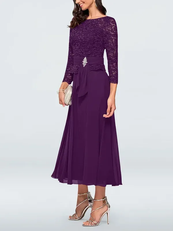 Chiffon waist-skimming lace temperament women's dress