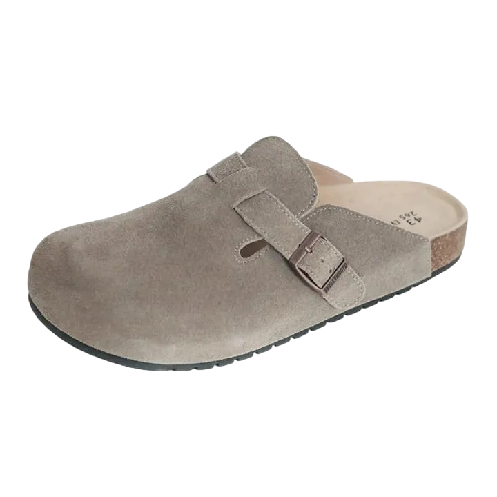 Women's and Men's Round-Toe Cork Insoles Flat Buckle Fashion Walking Shoes