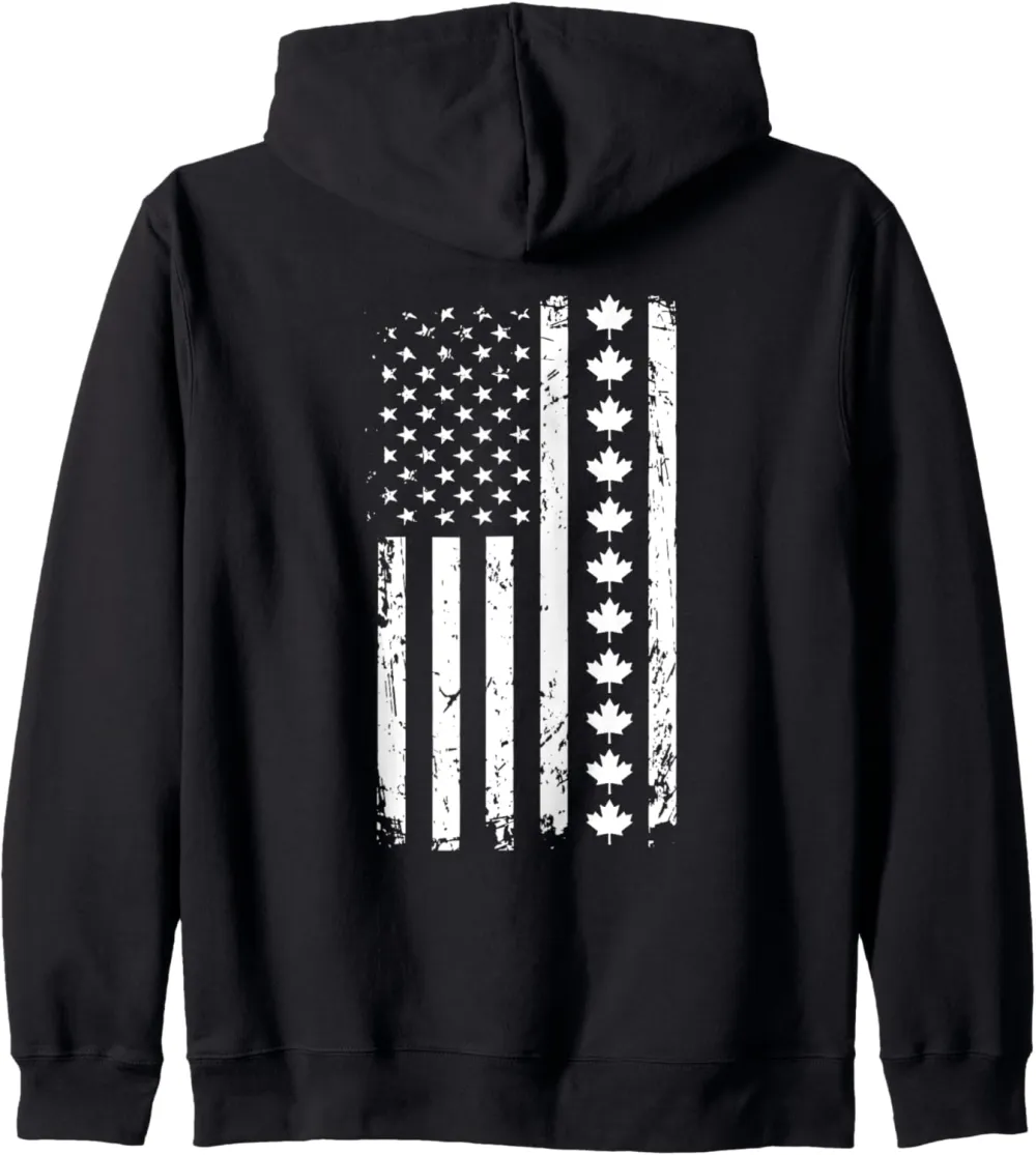51st State Flag of America Oh Canada Welcome Maple Leaf Zip Hoodie