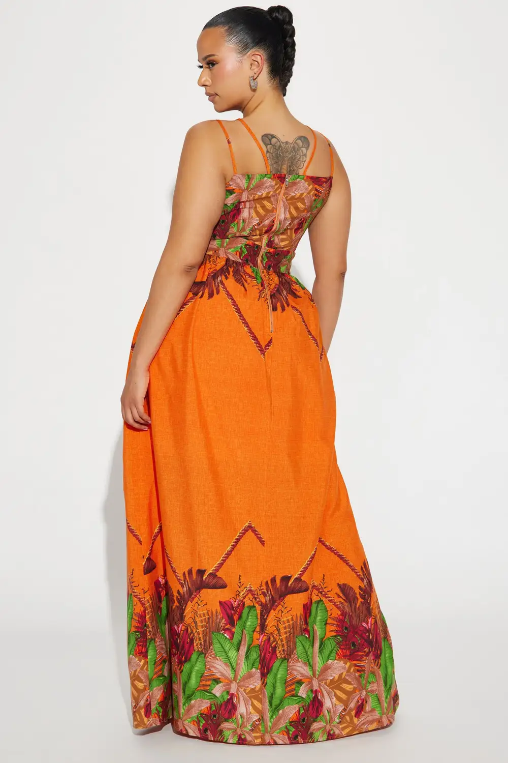 Gracelyn Tropical Maxi Dress - Orange/combo