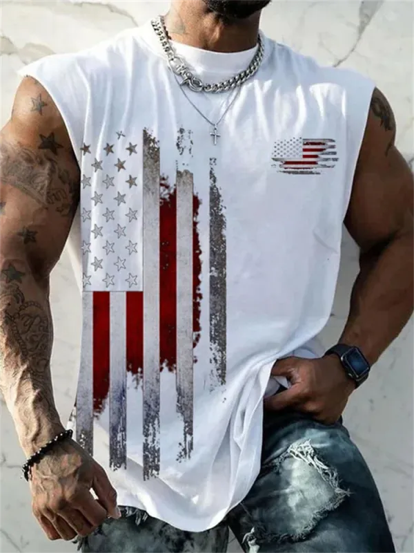 Men's Vintage Flag Print Tank Top