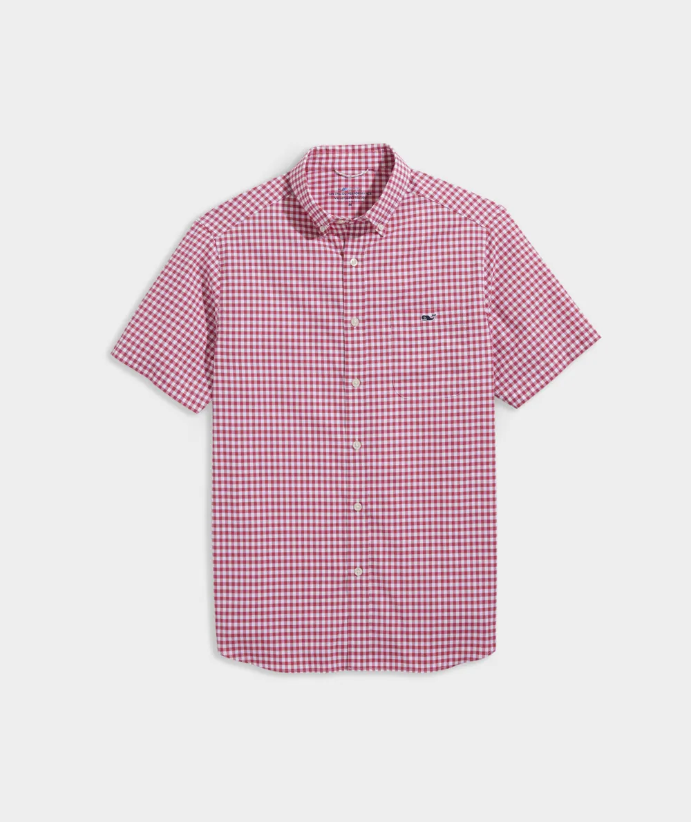 On-The-Go Nylon Short-Sleeve Gingham Shirt