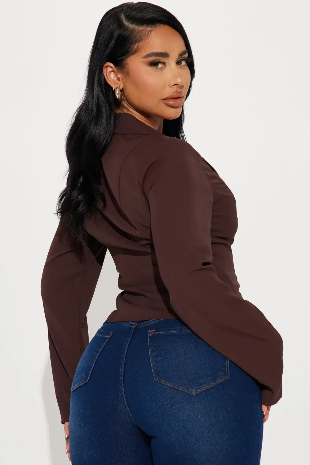 Aegle Blouse Top - Brown