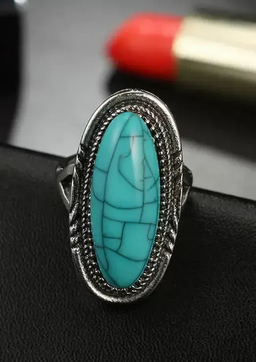 Bohemian Turquoise Bead Ring Set