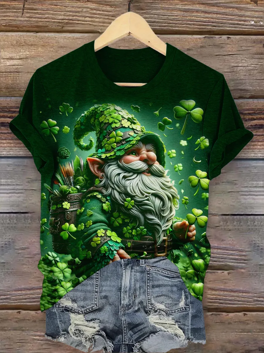 St. Patrick's Day Shamrock Art Print Printed T-shirt