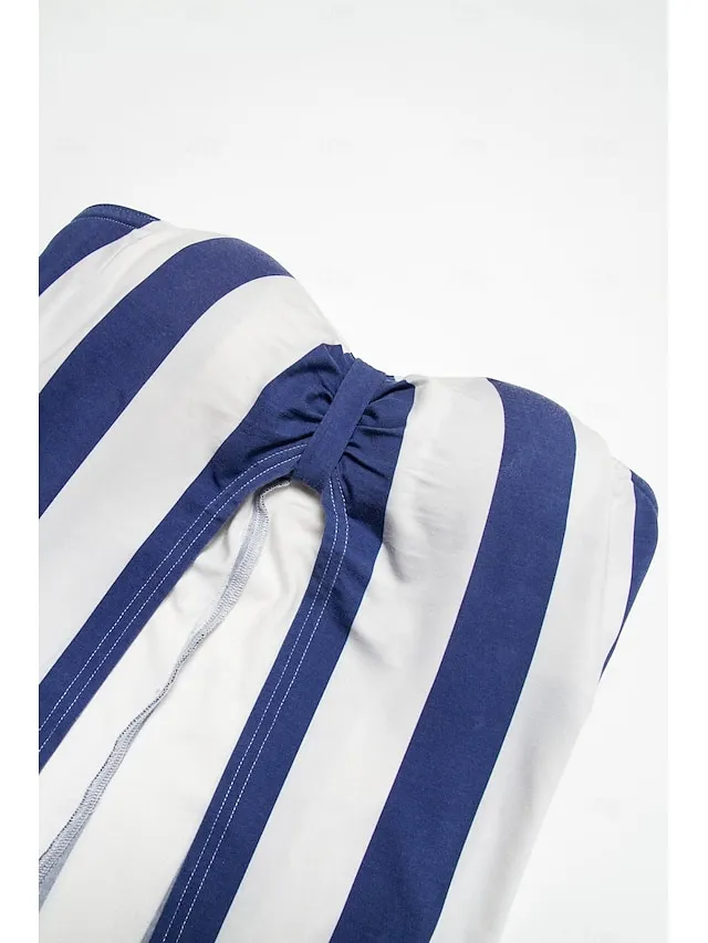 Striped Strapless Pocket Beach Jumpsuit