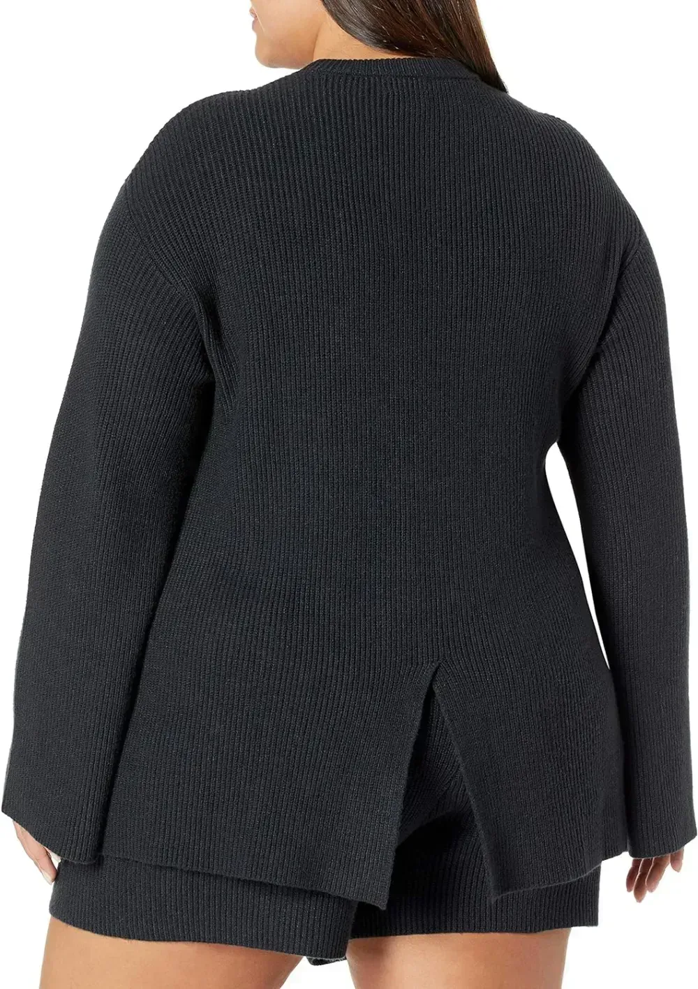 Women's Alice Crewneck Back-Slit Ribbed Pullover Sweater