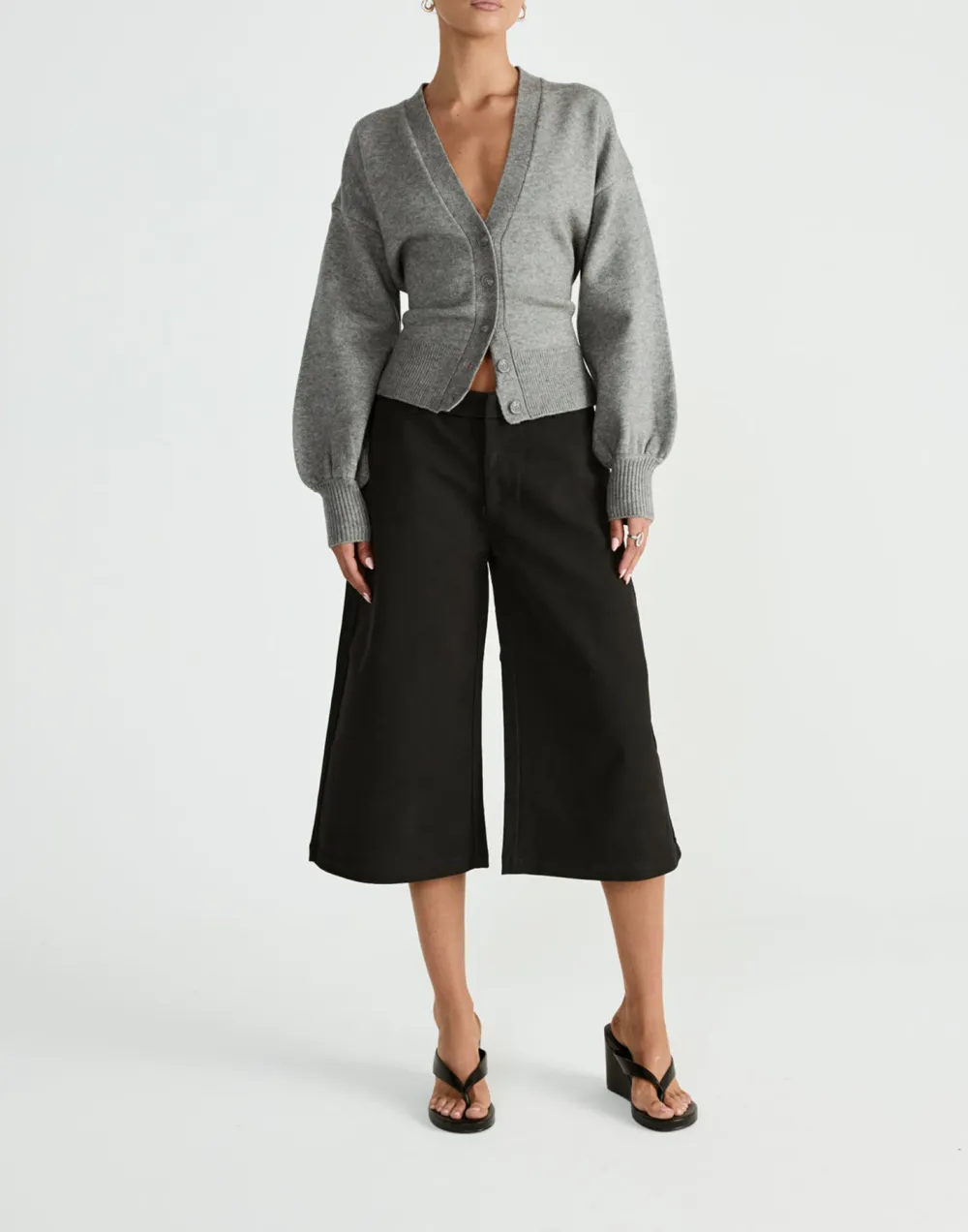 Cropped Cropped Suede Wide-Leg Pants