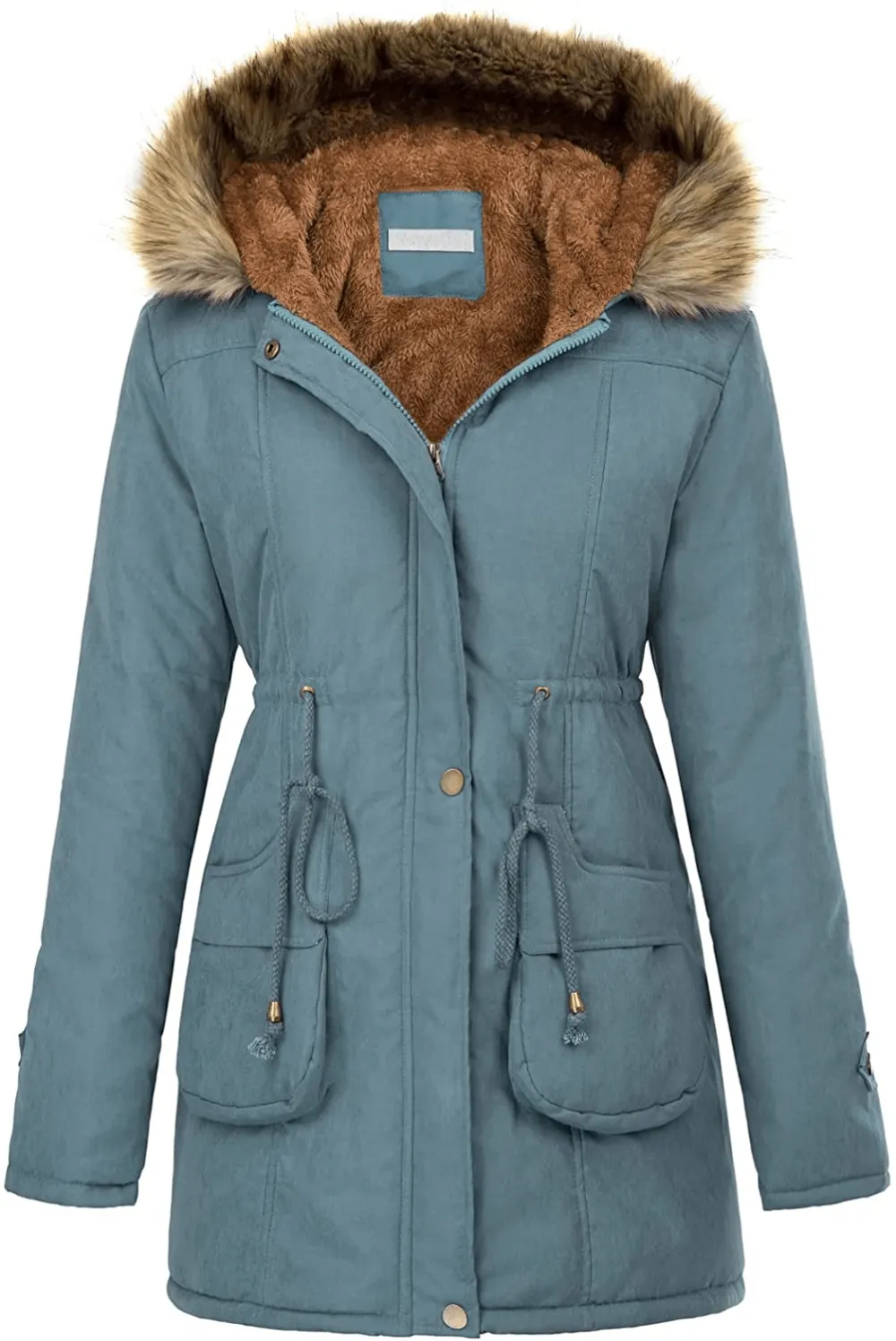 Women's Winter Coats Fleece Parkas Anoraks Hooded Military Jacket Coats M Black