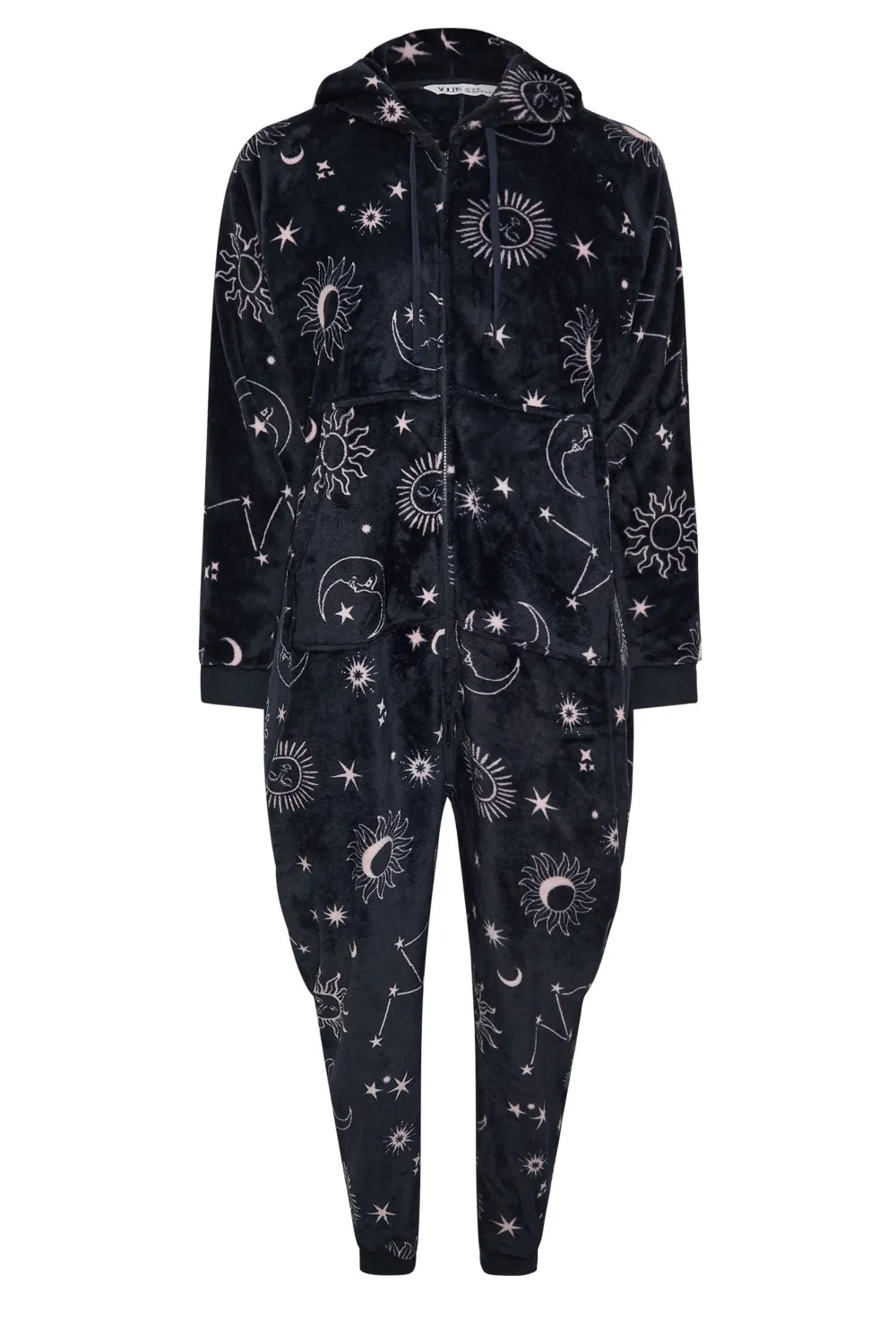 YOURS Curve Navy Blue Celestial Print Hooded Onesie