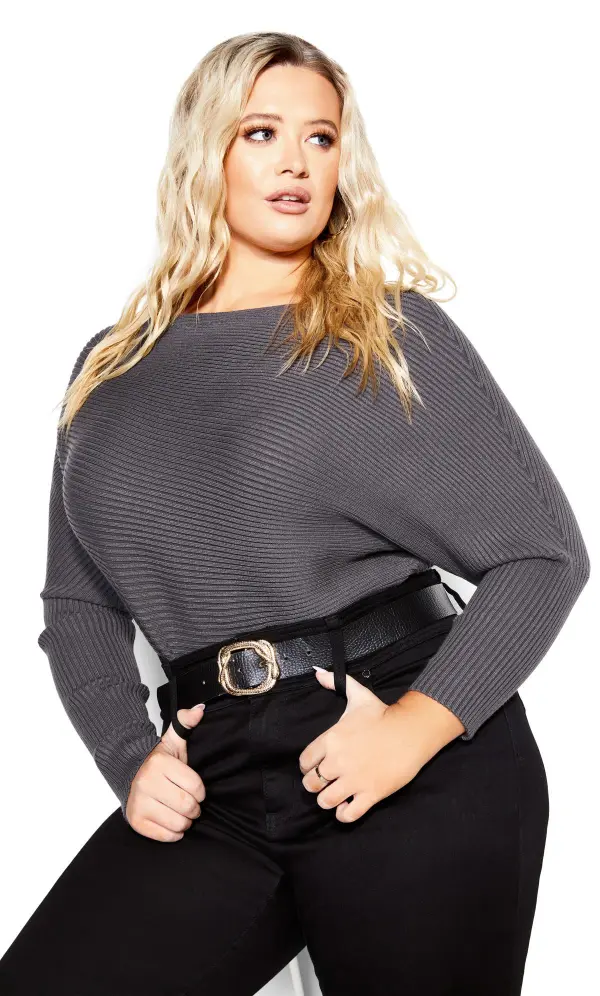 Evans Grey Ribbed Jumper