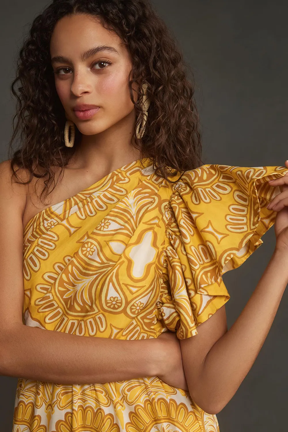 Ainika Tapestry One-Shoulder Maxi Dress