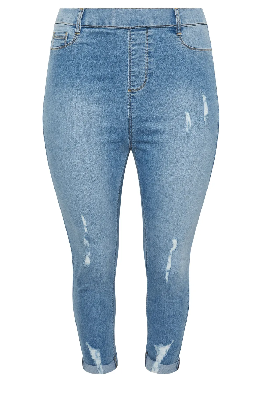 YOURS Curve Light Blue Turn Up Cropped GRACE Jeggings