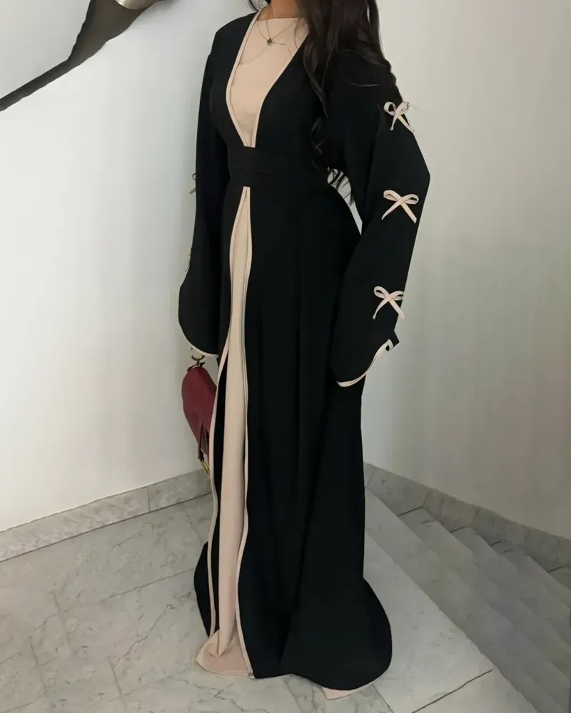 Elegant Bow Cardigan & Dress Two-Piece Set