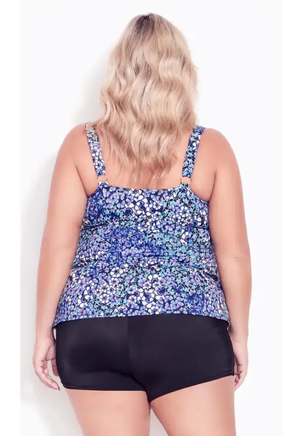 Ruffled Print Tankini Top