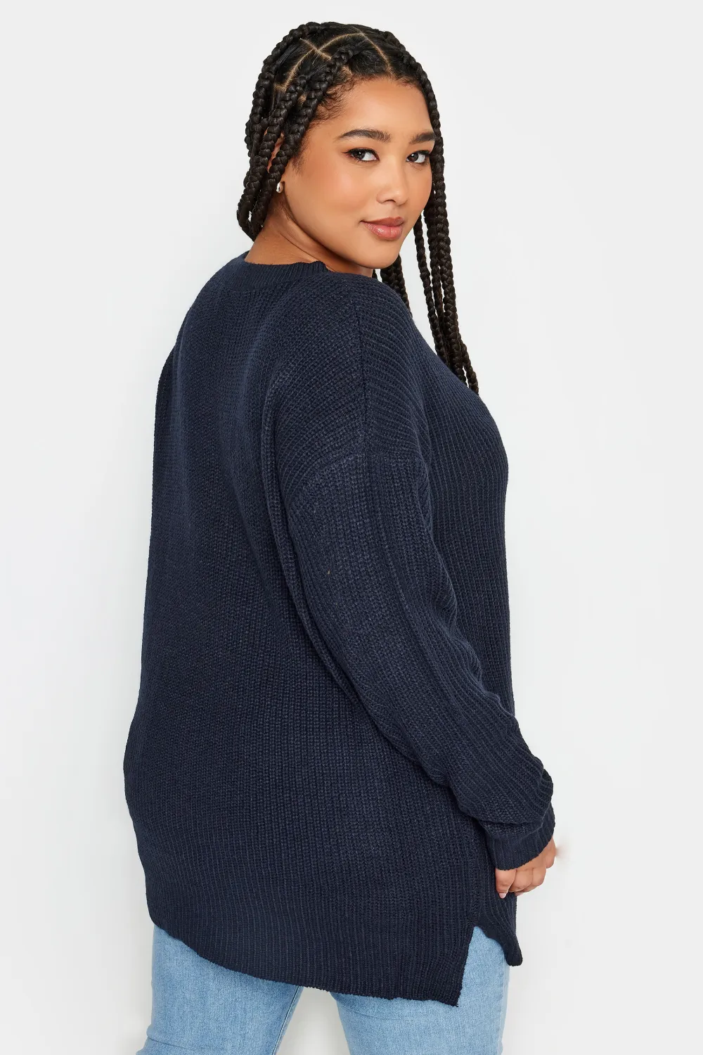 YOURS Curve Grey Drop Shoulder Knitted Jumper
