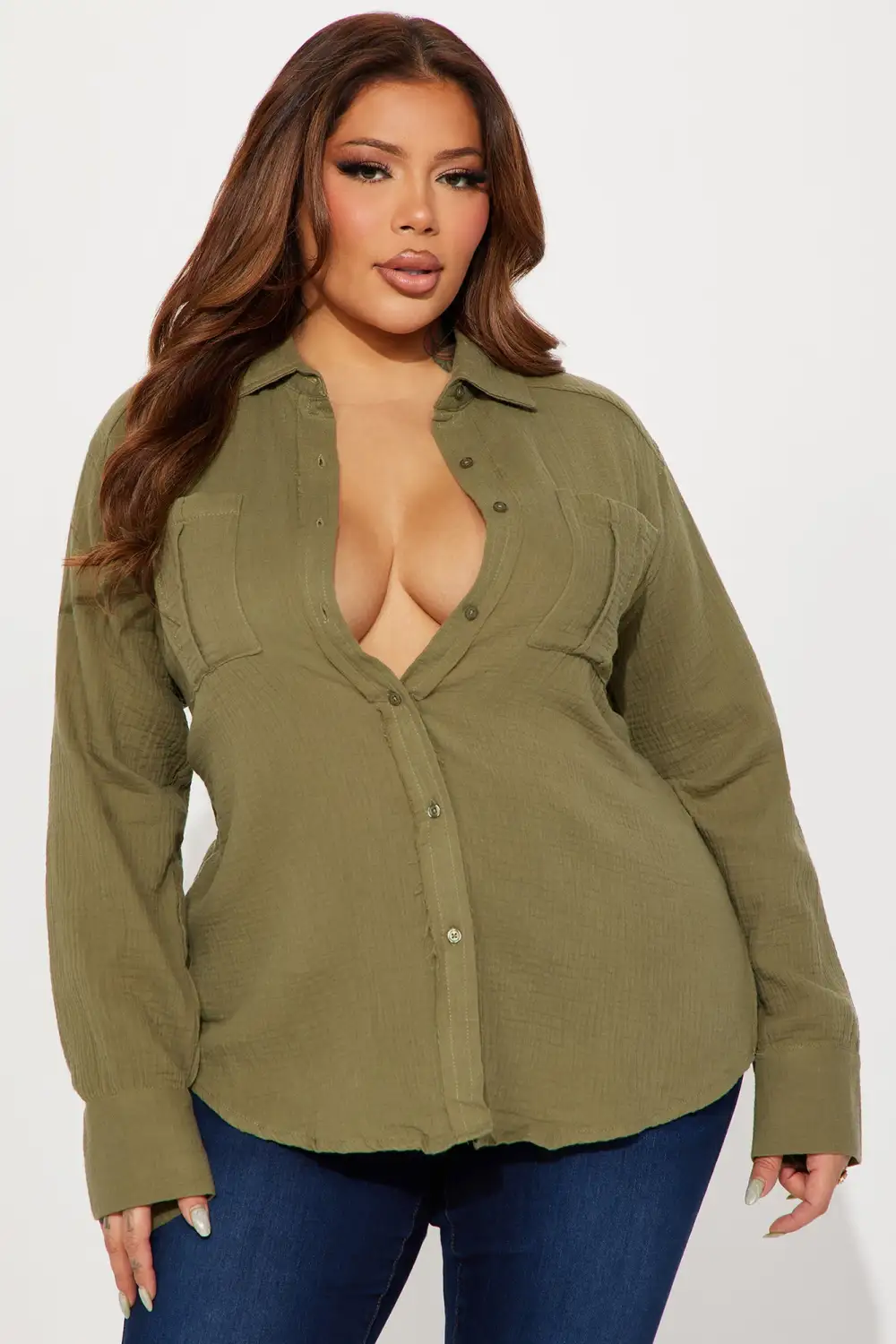 Willow Oversized Gauze Shirt - Olive