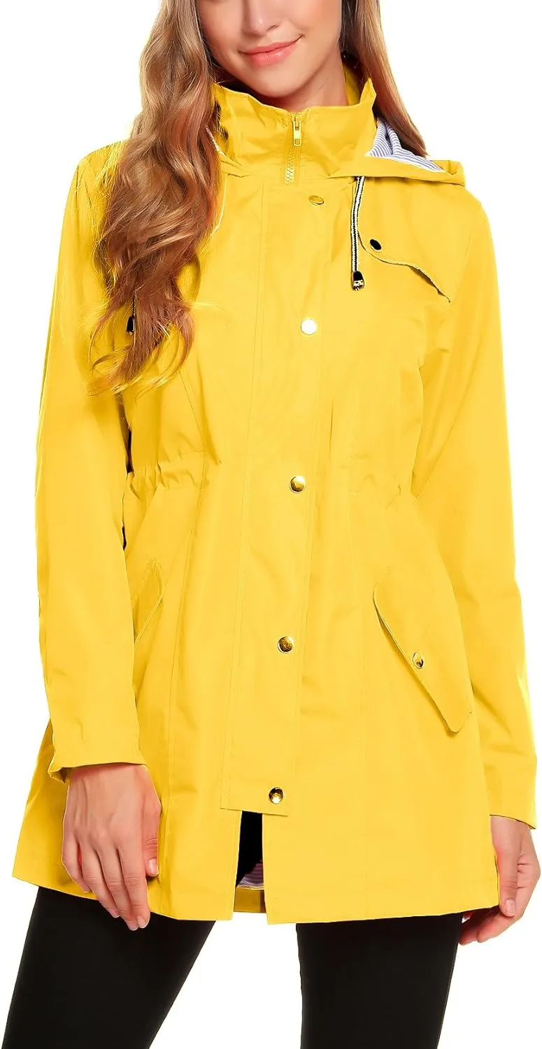 Womens Lightweight Hooded Waterproof Active Outdoor Rain Jacket S-XXL