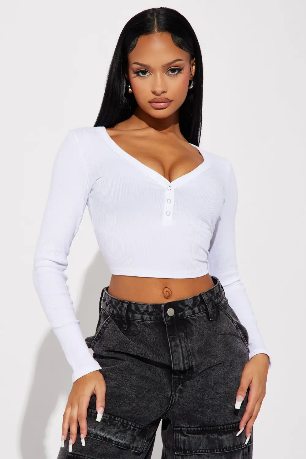 Nikki Ribbed Top - White