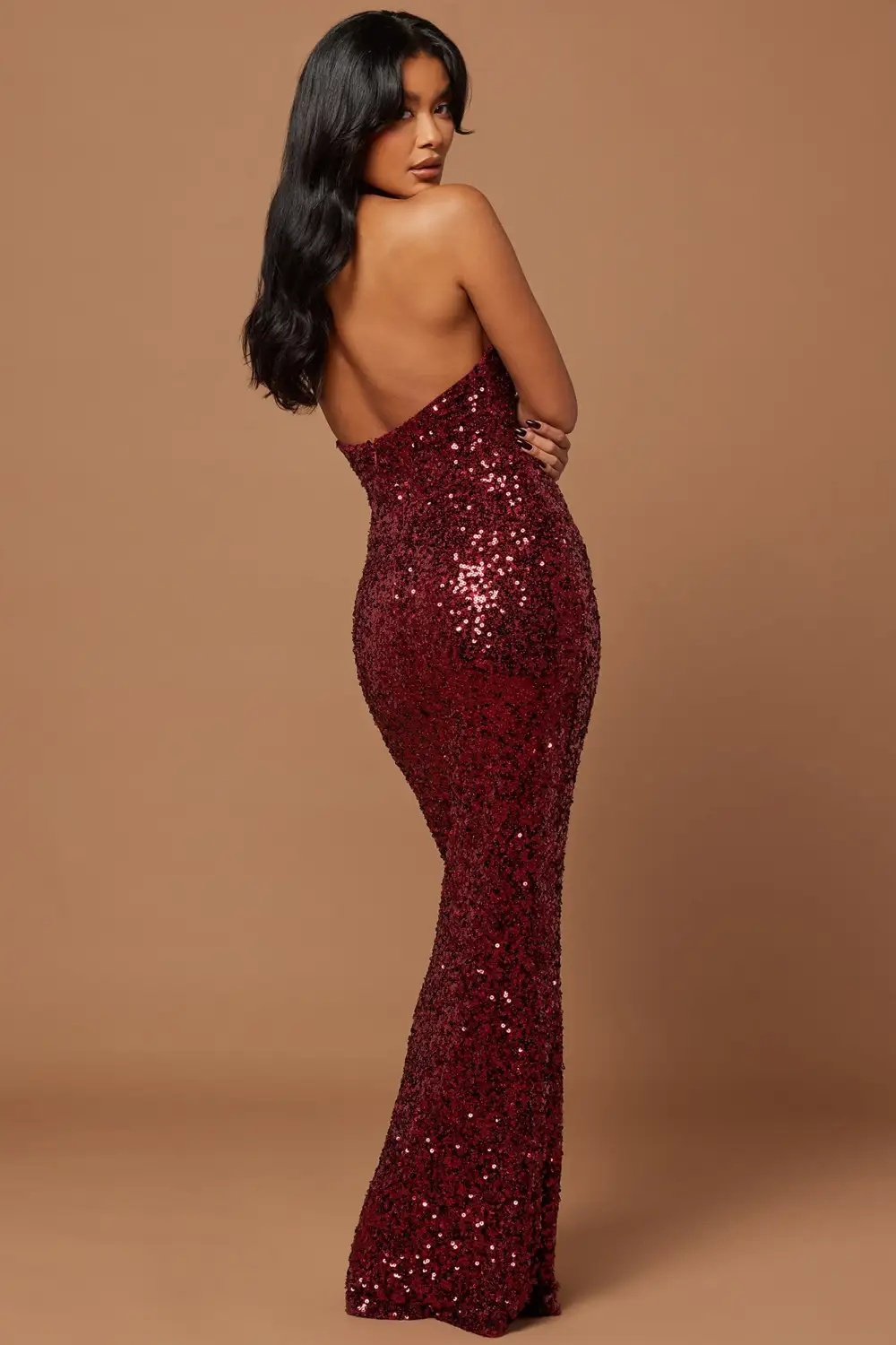 Charlotte Sequin Maxi Dress - Wine