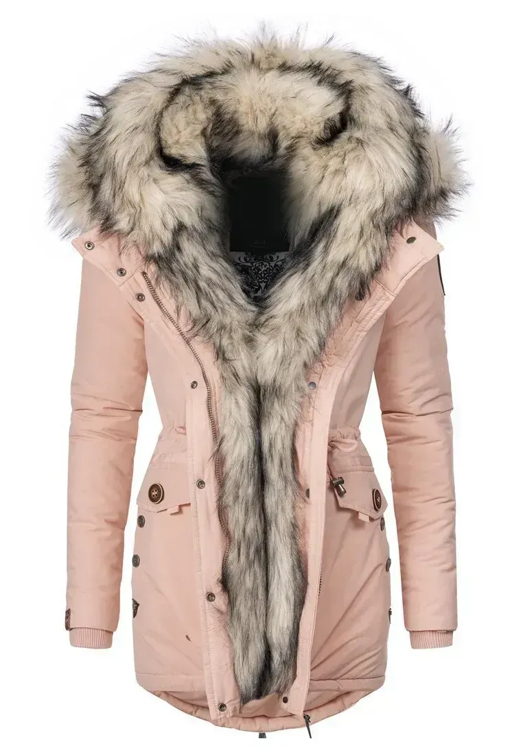 Ladies Winter Thicken Windproof Parka Beige