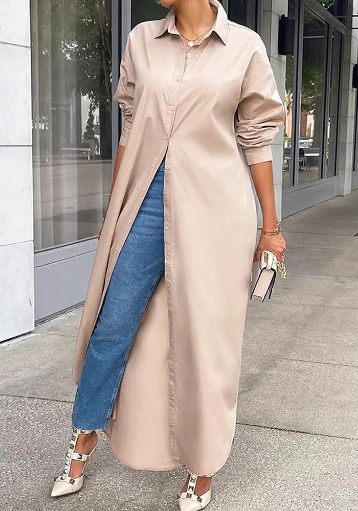 Casual Buttons Long Sleeve Shirt Dress Dresses