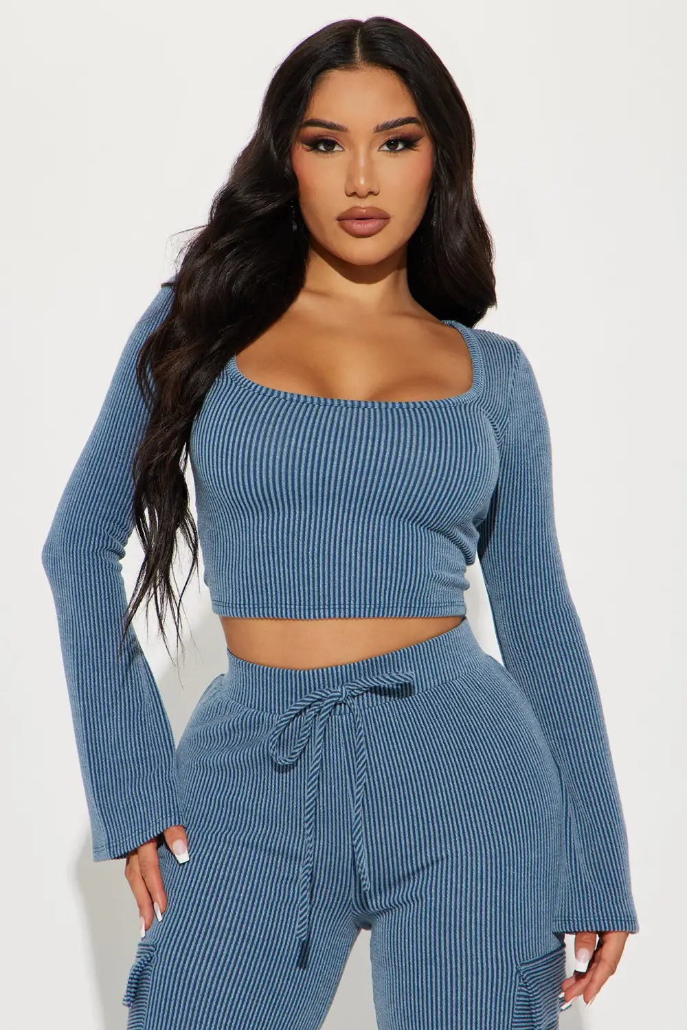 Nobody Like Me Ribbed Pant Set - Navy
